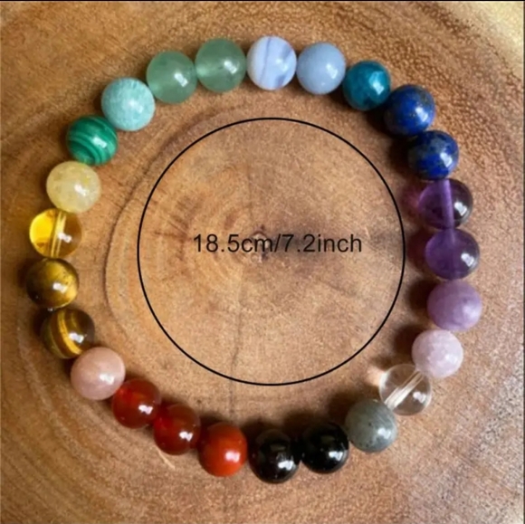 healing 7 chakra beads Stratchy Bracelet yoga stone - Picture 2 of 7
